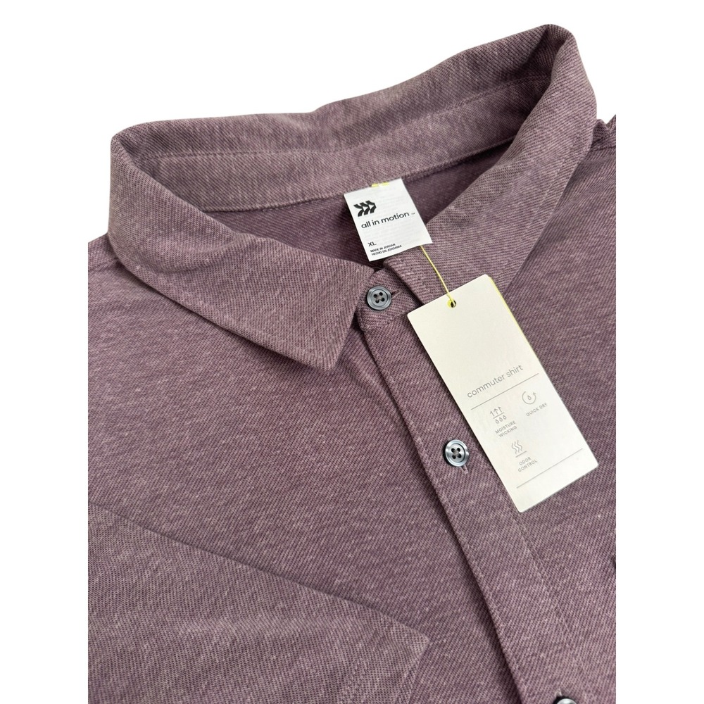 All in Motion Mens Commuter Shirt XL Burgundy Short Sleeve Button Down New